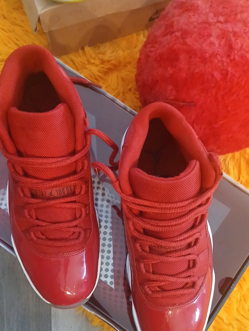 Jordan 11s Red High-Top Fashion Sneakers